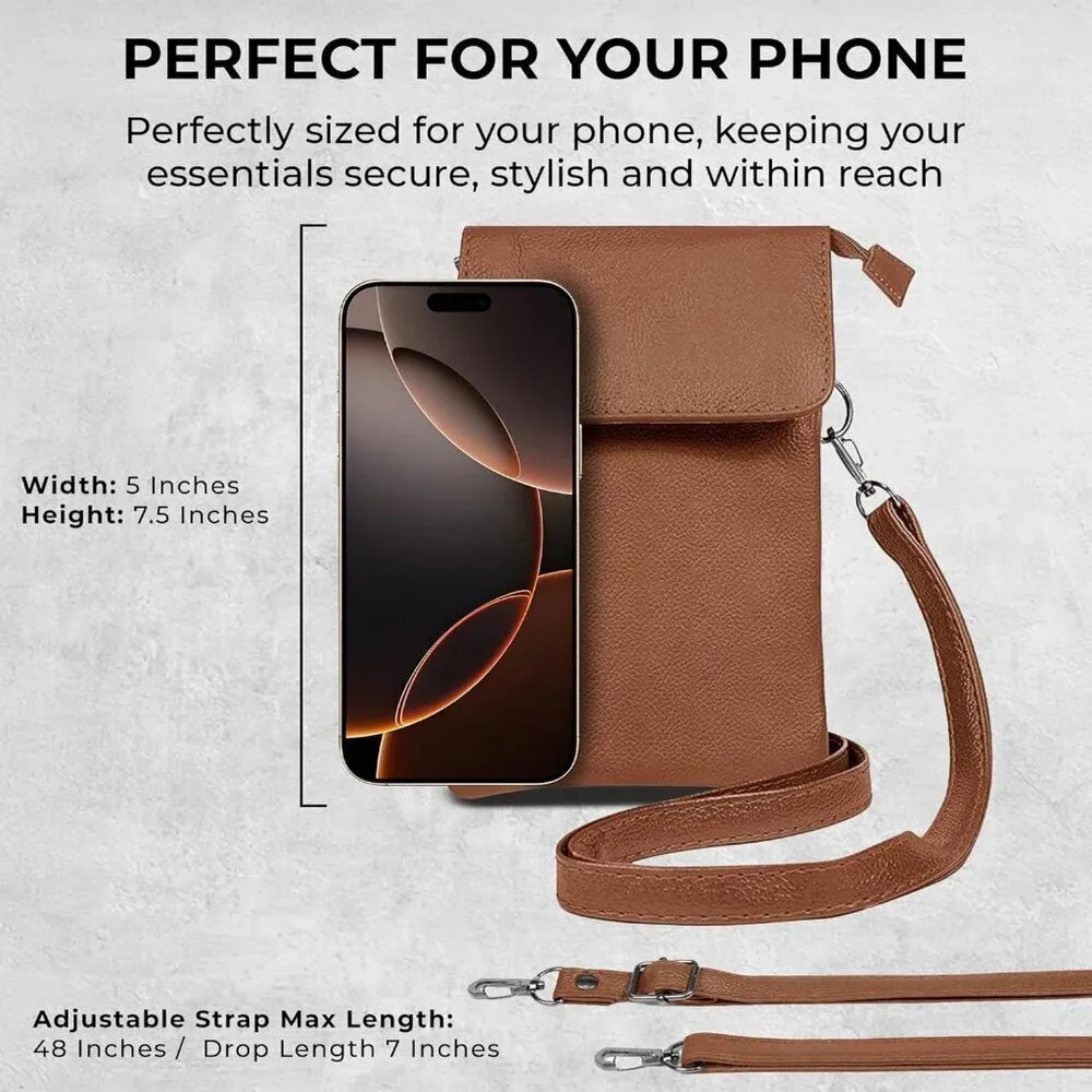 Leather Small Crossbody Phone Purse for Women Lightweight Stylish Durable